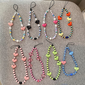 Mobile phone chain, colorful beaded wrist lanyard, cute hanging ornament, mobile phone chain for Apple, Samsung, Huawei, Xiaomi,