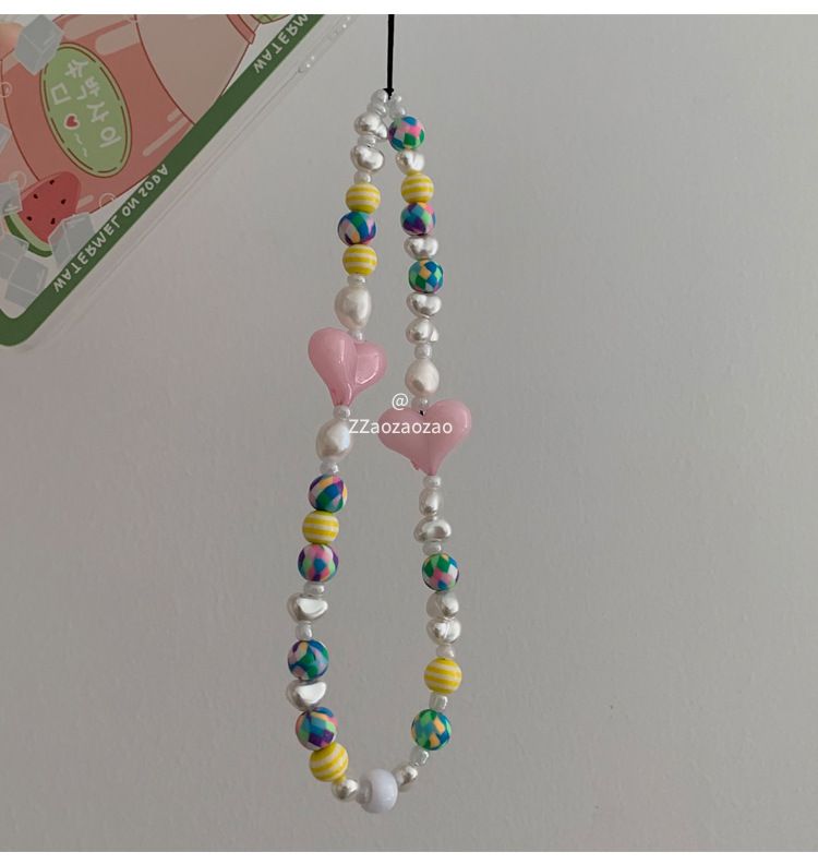 Mobile phone chain, colorful beaded wrist lanyard, cute hanging ornament, mobile phone chain for Apple, Samsung, Huawei, Xiaomi,