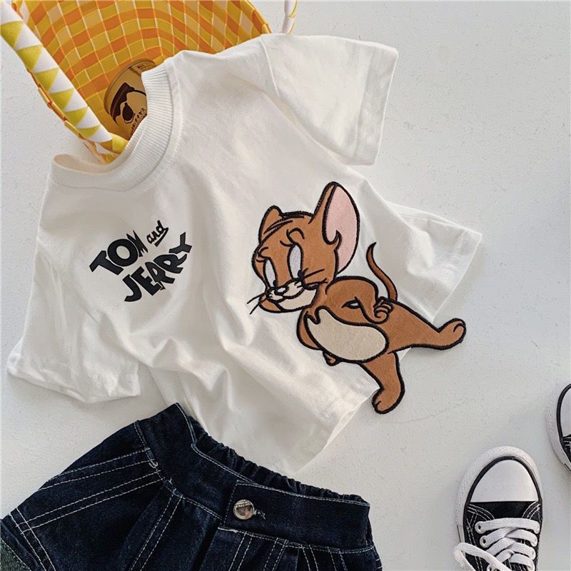 Summer Kids' Cartoon Print Short-Sleeve T-Shirt Cute Graphic Casual Fashionable Versatile Children's Top