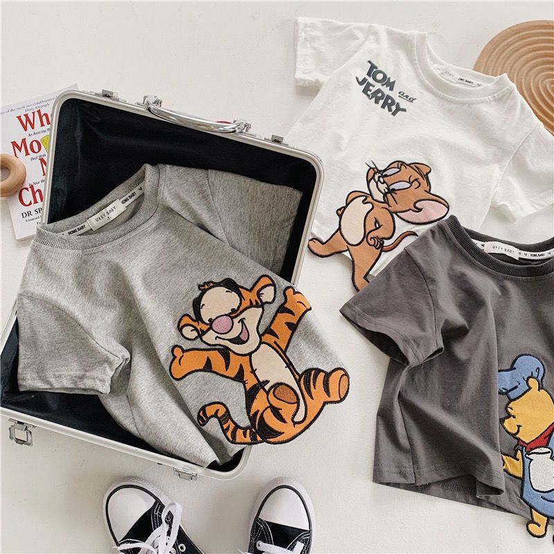 Summer Kids' Cartoon Print Short-Sleeve T-Shirt Cute Graphic Casual Fashionable Versatile Children's Top