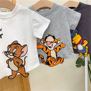 Summer Kids' Cartoon Print Short-Sleeve T-Shirt Cute Graphic Casual Fashionable Versatile Children's Top