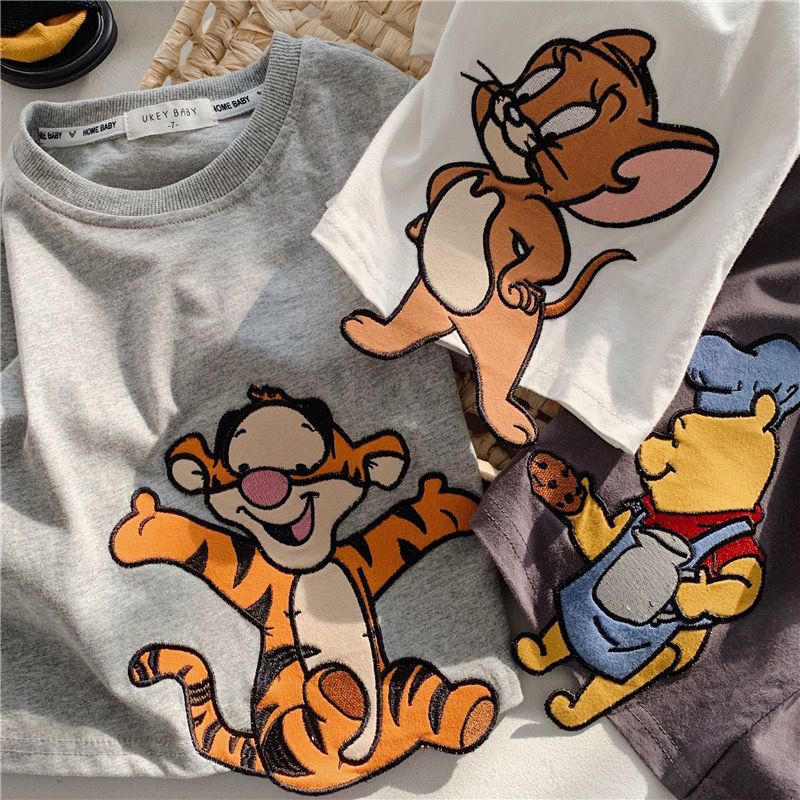 Summer Kids' Cartoon Print Short-Sleeve T-Shirt Cute Graphic Casual Fashionable Versatile Children's Top