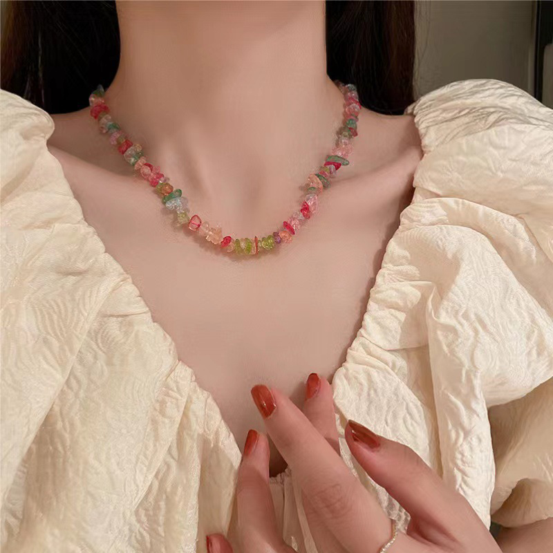 Elegant crystal necklace bracelet with extended chain clavicle chain