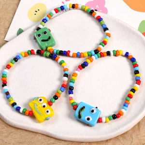 New colorful rice bead bracelets, smiley robots, men's and women's bracelets