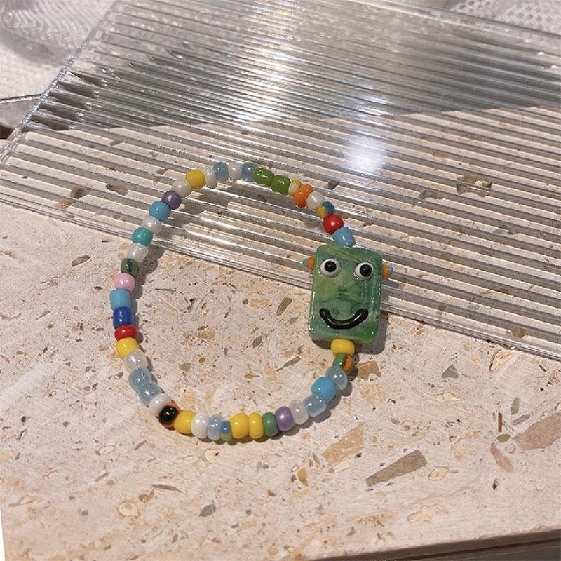 New colorful rice bead bracelets, smiley robots, men's and women's bracelets