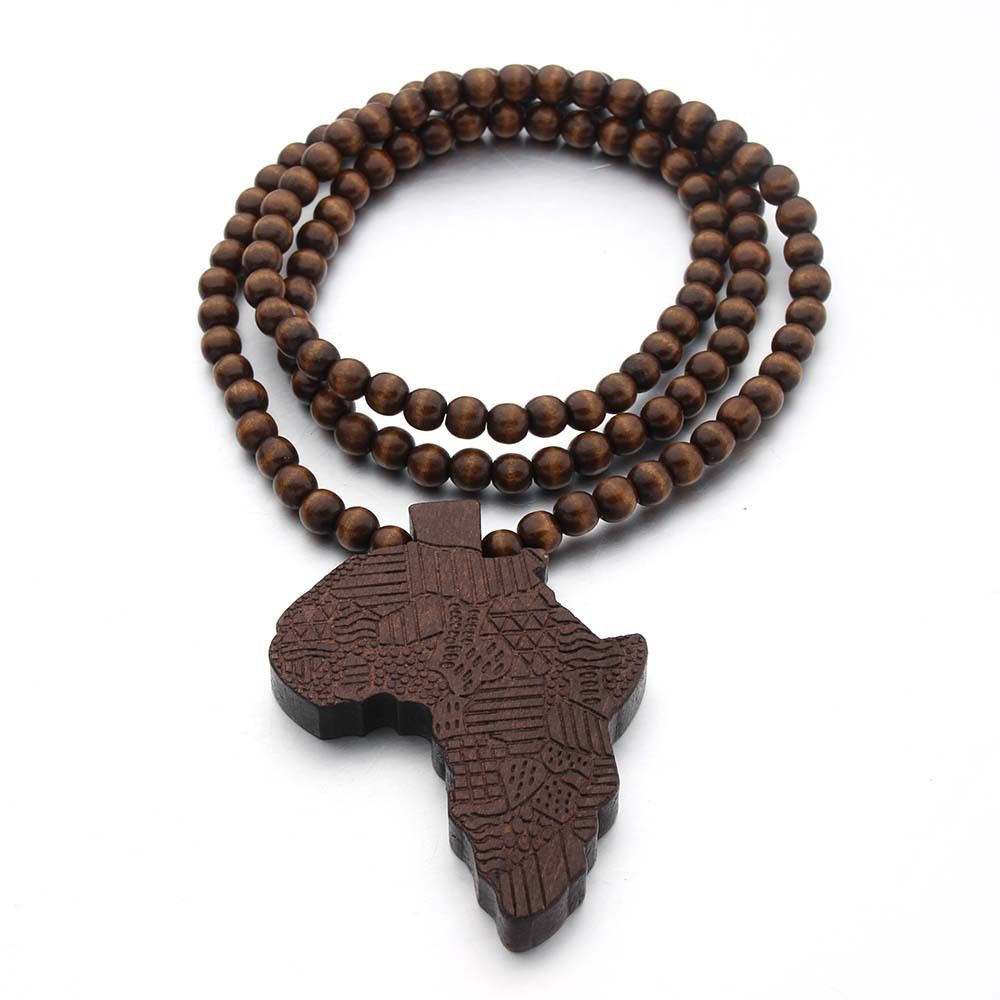 Wooden pendant necklace goodwood Africa map necklace Hip hop necklace