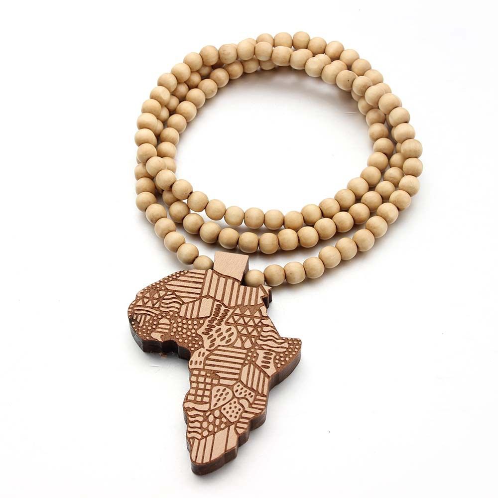 Wooden pendant necklace goodwood Africa map necklace Hip hop necklace