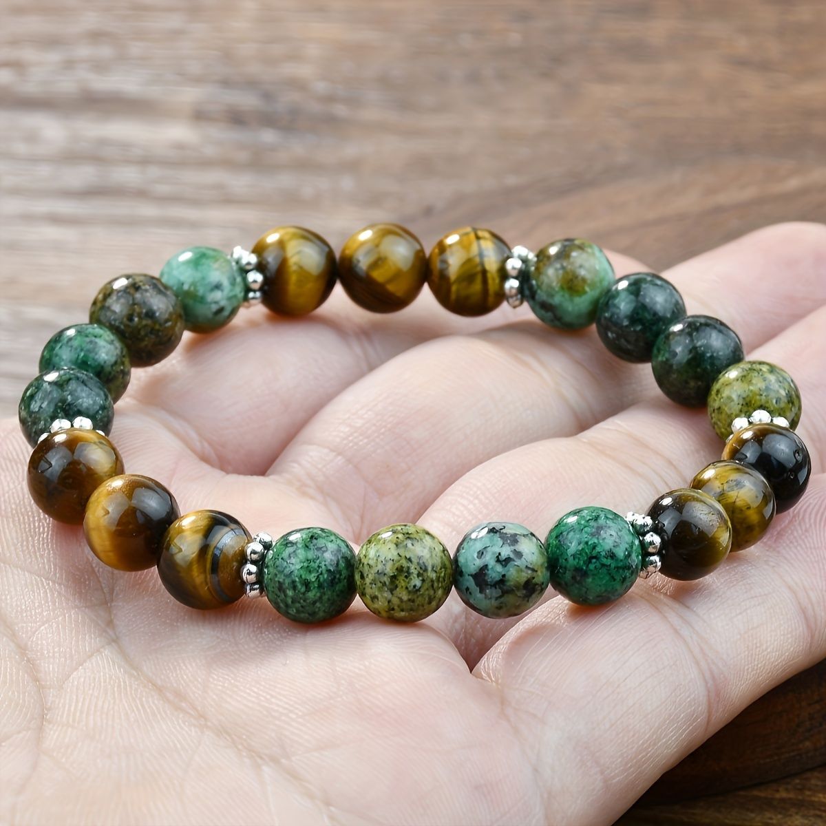 Tiger's eye and African turquoise beaded bracelets for both men and women, as well as courage-enhancing jewelry, stretchable bra