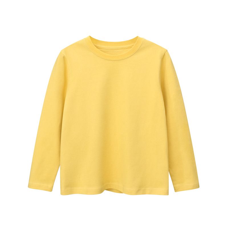 Autumn Girls' Long-Sleeve Solid Color T-Shirt - Simple and Versatile Children's Everyday Casual Base Layer Long-Sleeve Top