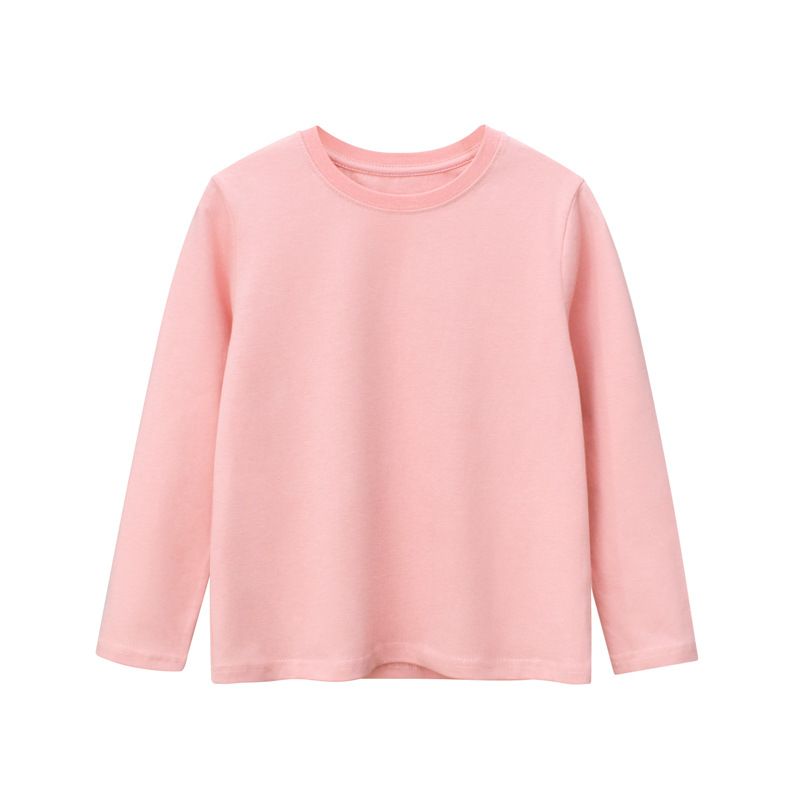 Autumn Girls' Long-Sleeve Solid Color T-Shirt - Simple and Versatile Children's Everyday Casual Base Layer Long-Sleeve Top