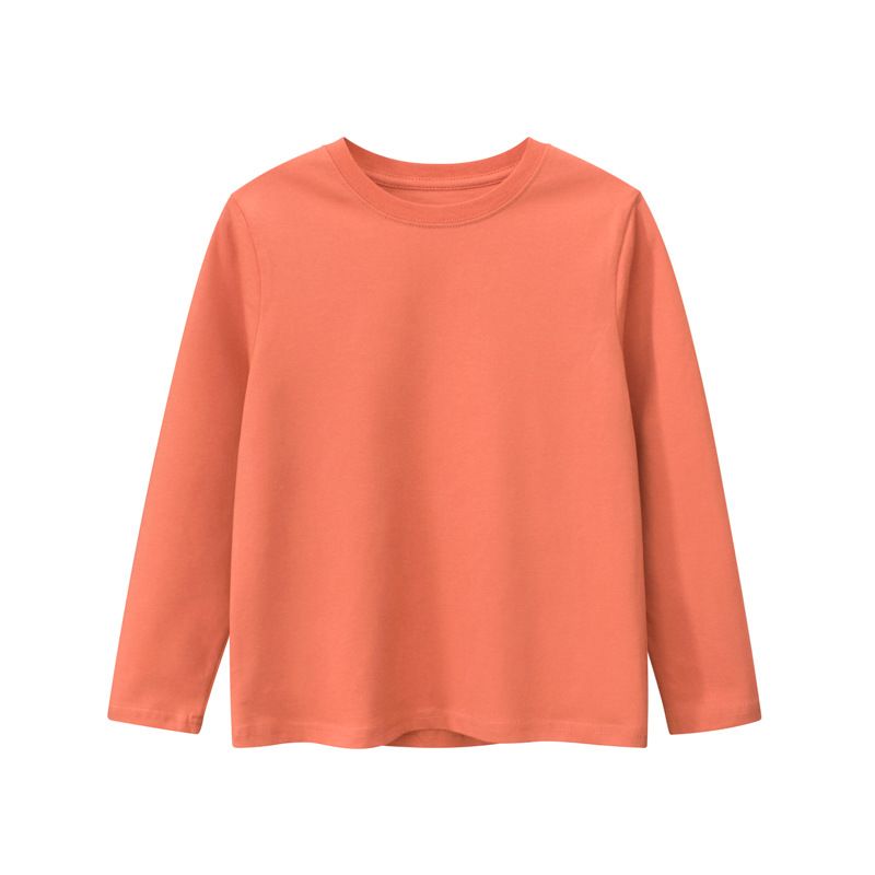 Autumn Girls' Long-Sleeve Solid Color T-Shirt - Simple and Versatile Children's Everyday Casual Base Layer Long-Sleeve Top