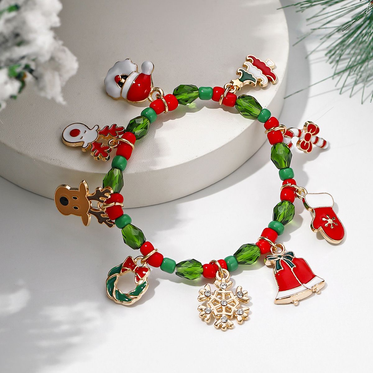 New Beaded Bracelet Christmas Day Festive Elk Santa Claus Crutch Snowflake Gloves Crutch Water