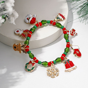 New Beaded Bracelet Christmas Day Festive Elk Santa Claus Crutch Snowflake Gloves Crutch Water