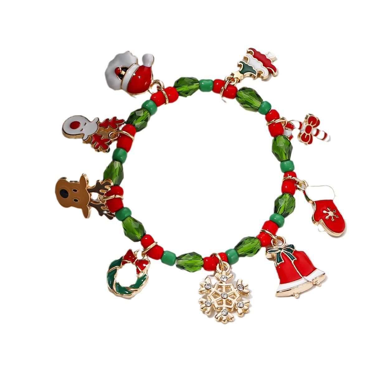 New Beaded Bracelet Christmas Day Festive Elk Santa Claus Crutch Snowflake Gloves Crutch Water