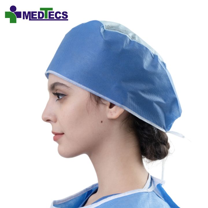 Medtecs Plastic Disposable Printed Surgical Cap Disposable Blue