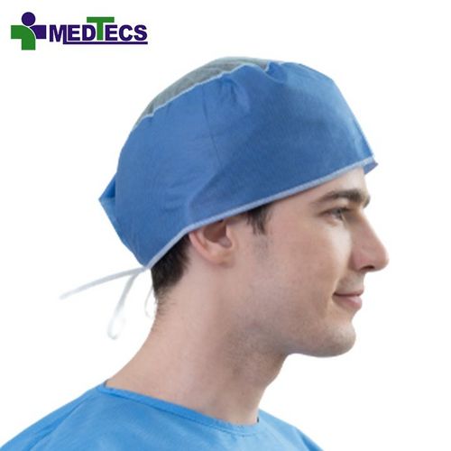 Medtecs Plastic Disposable Printed Surgical Cap Disposable Blue