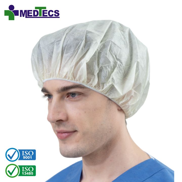 Dusts Spatter Resistant Solid Color Nurse Hat Head Cover Round Scrub Disposable Surgical Nonwoven Bouffant Cap