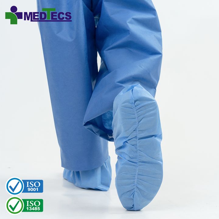 China Supplier Recyclable Medical Supply Anti Skid Cover Woven Blue Shoe Covers Disposable Non Slip