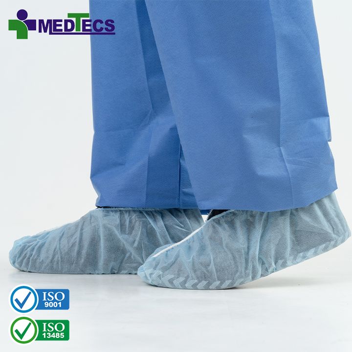 China Supplier Recyclable Medical Supply Anti Skid Cover Woven Blue Shoe Covers Disposable Non Slip