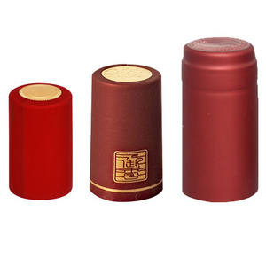 Professional manufacture red wine shrink cap custom pvc film heat shrink bottle cap with tear stripe