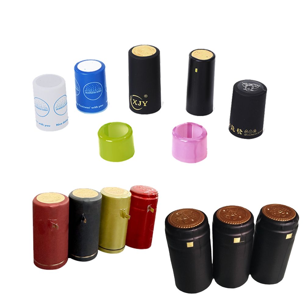 Professional manufacture red wine shrink cap custom pvc film heat shrink bottle cap with tear stripe