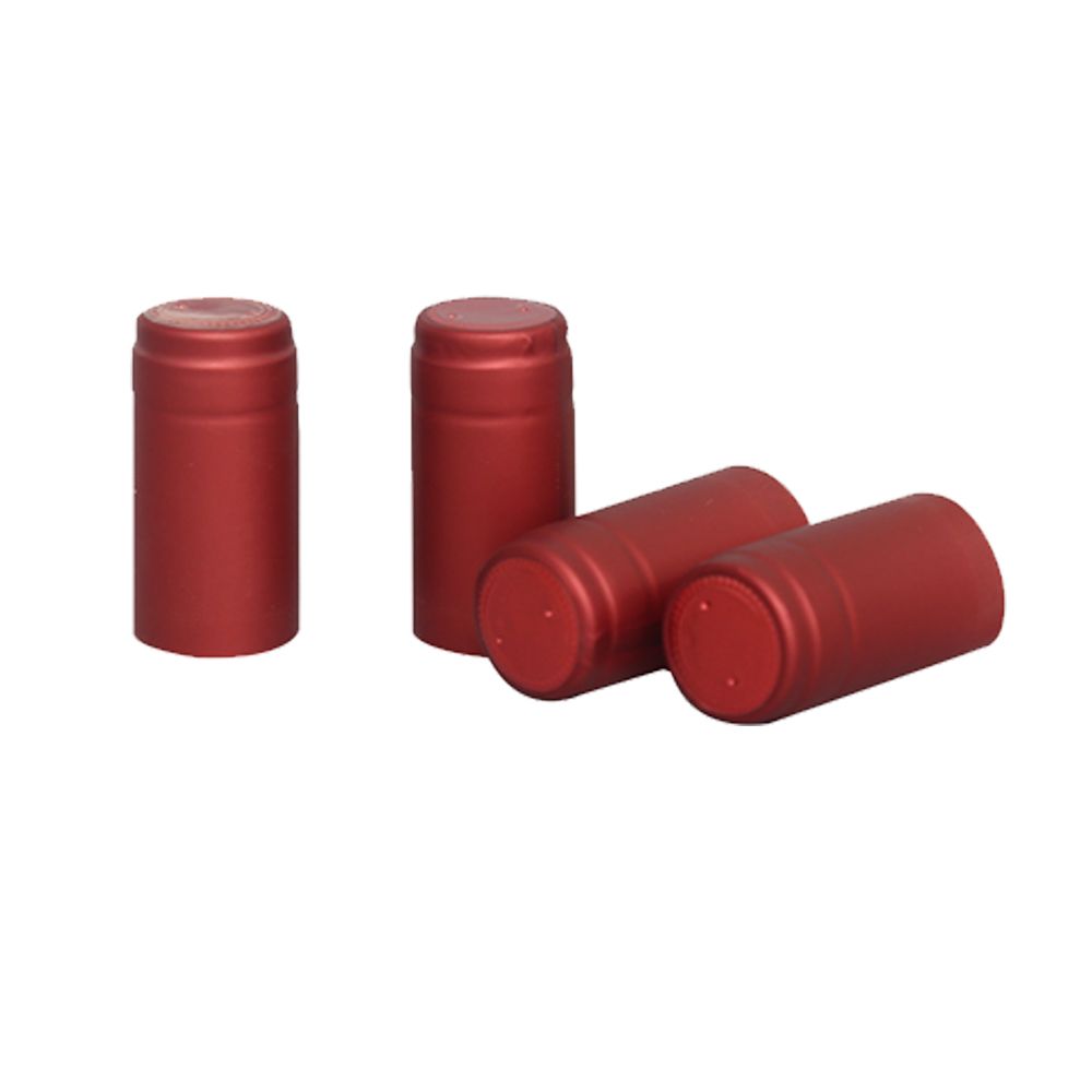 Professional manufacture red wine shrink cap custom pvc film heat shrink bottle cap with tear stripe