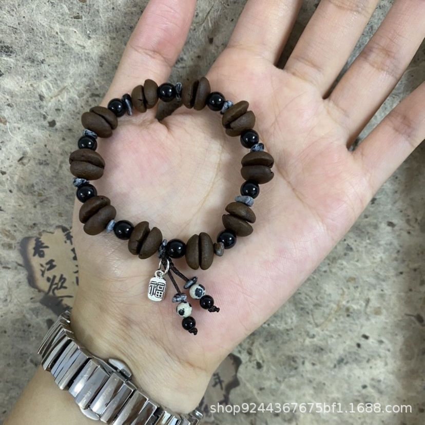 Coffee bean popular bracelet simple and versatile natural stone blessing brand pendant, blessing bracelet