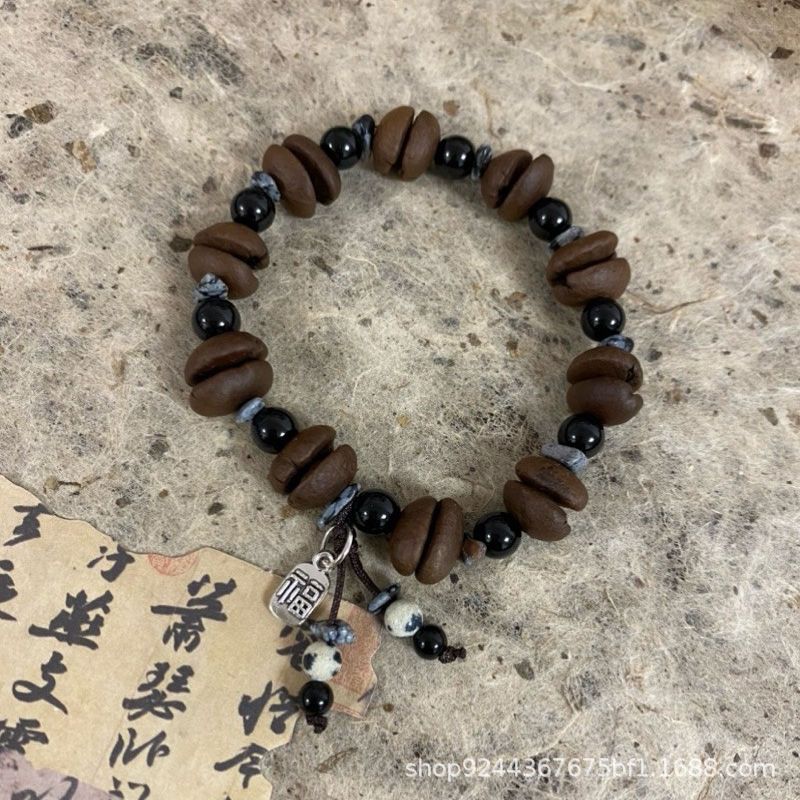 Coffee bean popular bracelet simple and versatile natural stone blessing brand pendant, blessing bracelet