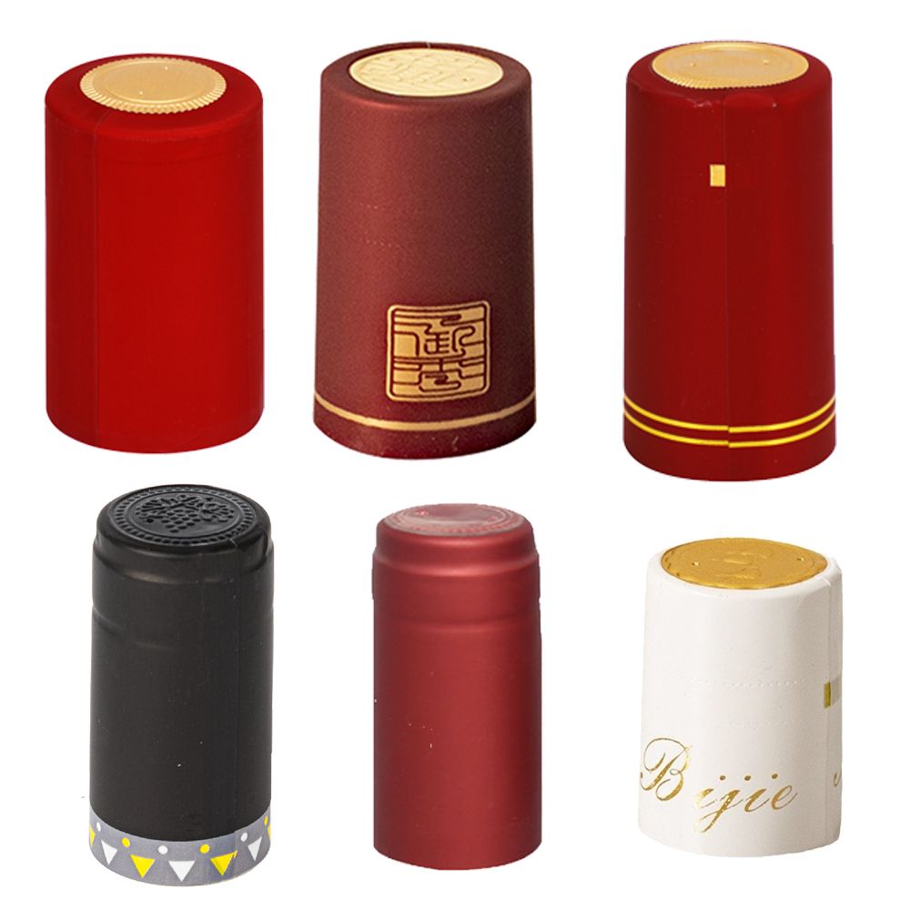 Customize Wine Vodka Liquor Bottles Seal Cap Hot Stamping Logo PVC Heat Shrinkable Capsules