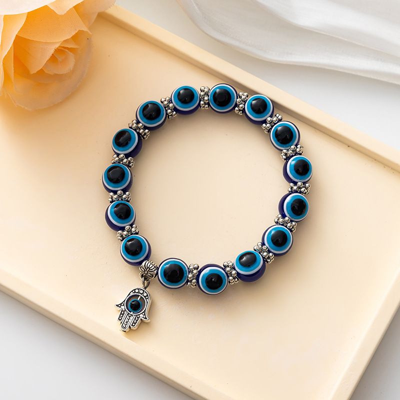 Vintage Devil's Eye, Beaded Bracelet, Resin, Blue Eye, Butterfly, Elephant, Owl, Fatima