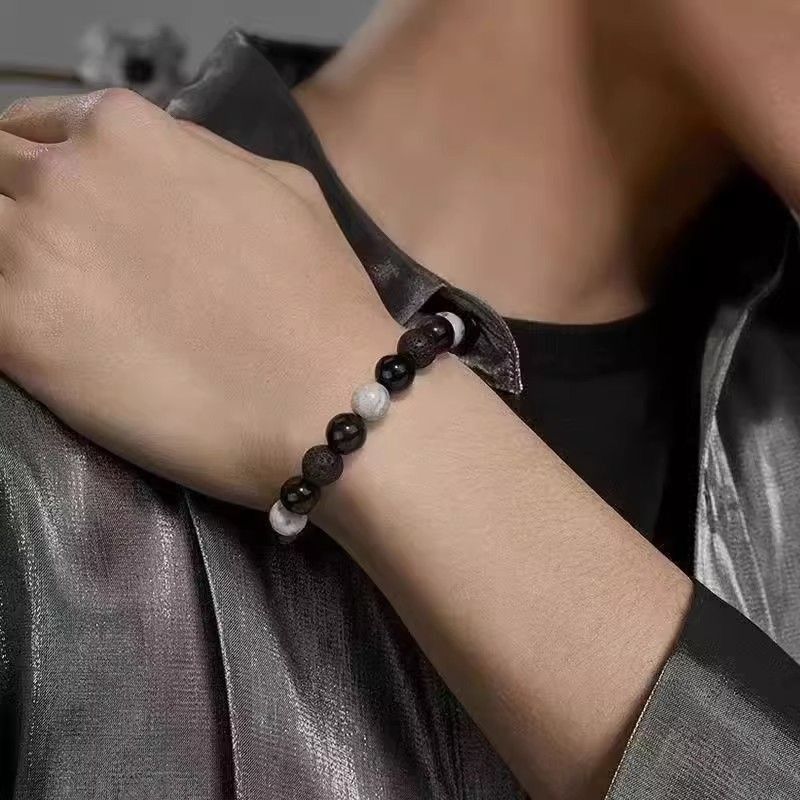 Men's vintage volcanic stone string bracelet men's high-end versatile planet hand ornament