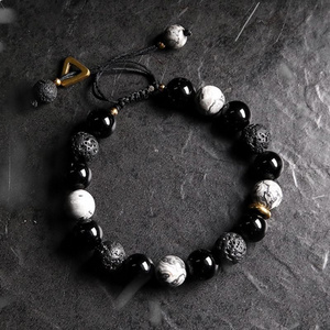 Men's vintage volcanic stone string bracelet men's high-end versatile planet hand ornament