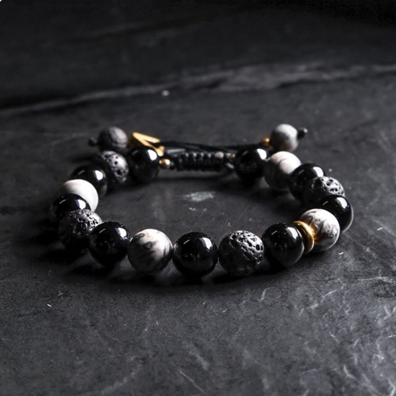 Men's vintage volcanic stone string bracelet men's high-end versatile planet hand ornament