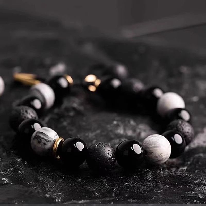 Men's vintage volcanic stone string bracelet men's high-end versatile planet hand ornament