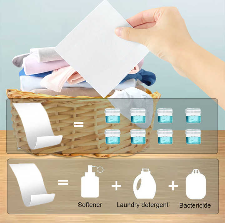 Hypoallergenic Waterless Laundry Detergent Sheets for Clothes