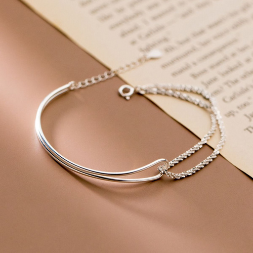 Double-layer elbow full of stars niche design bracelet women's simple fashion half bracelet half chain twist chain bracelet hand