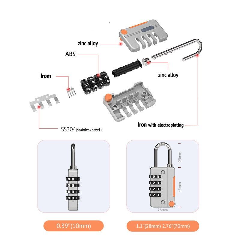 Hot selling Heavy Duty 4 digit combination padlock High Security Password Padlock Zinc Alloy Pad Lock Luggage