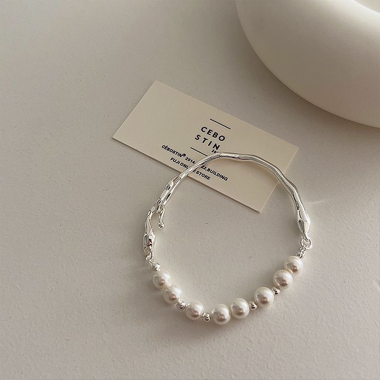 Irregular metal pearl bracelet women's retro personality simple and versatile temperament fashion bracelet