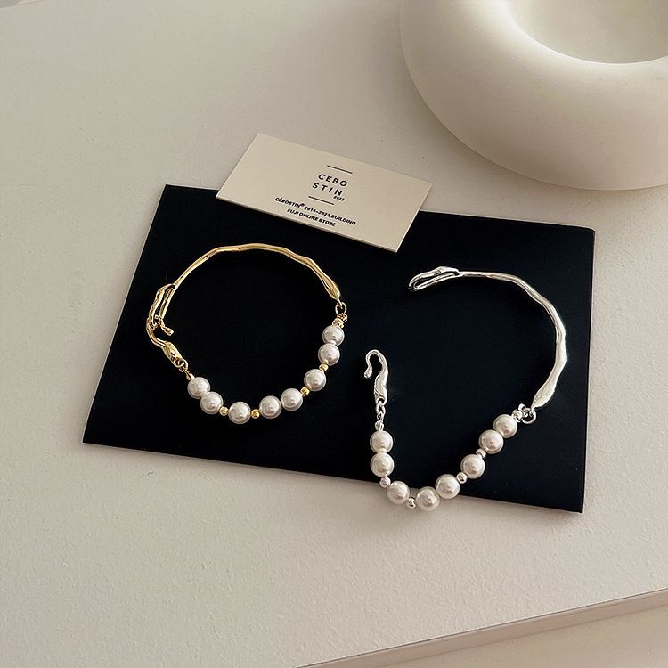 Irregular metal pearl bracelet women's retro personality simple and versatile temperament fashion bracelet