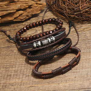 New men's women's alloy accessories cowhide bracelet combination braided leather bracelet fashion source bracelet