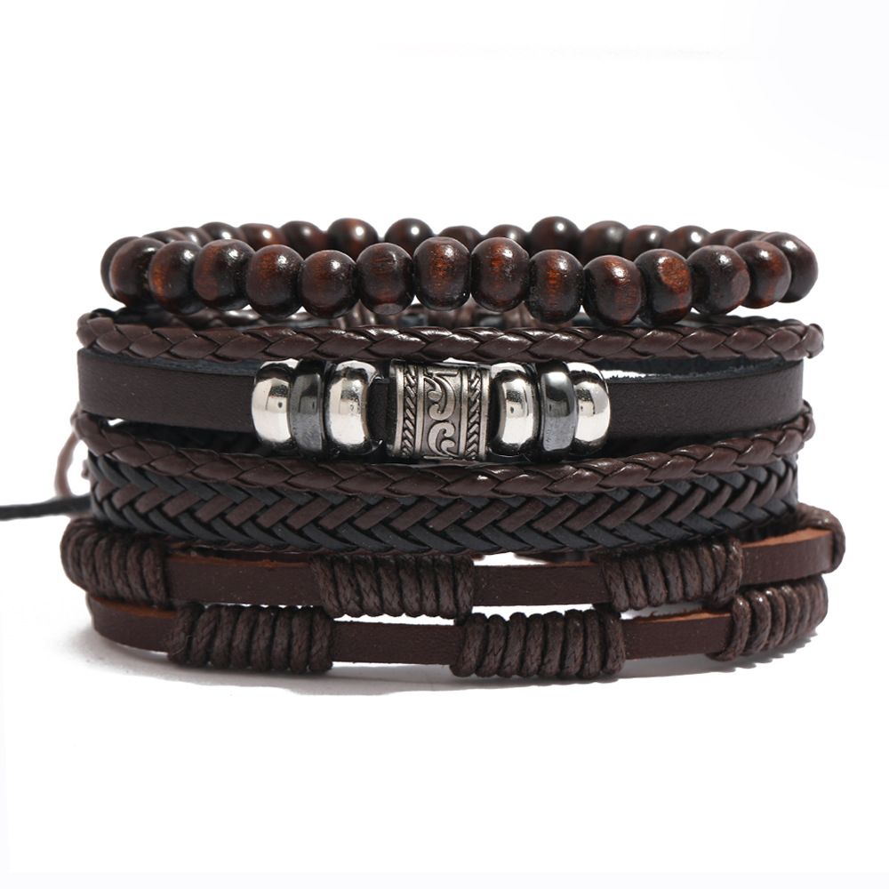 New men's women's alloy accessories cowhide bracelet combination braided leather bracelet fashion source bracelet