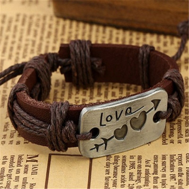 One arrow piercing heart leather bracelet Couple jewelry Valentine's Day gift Tanabata gift