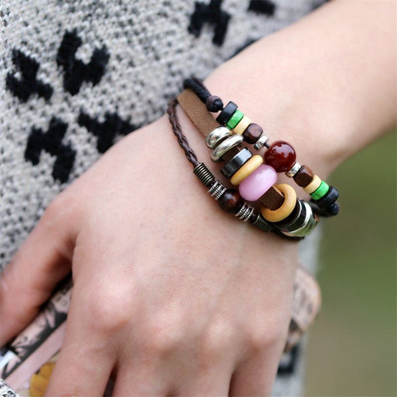 New Bracelets Beaded Leather Bracelets Vintage Bracelets Factory Direct Quality Assurance Cowhide Bracelets