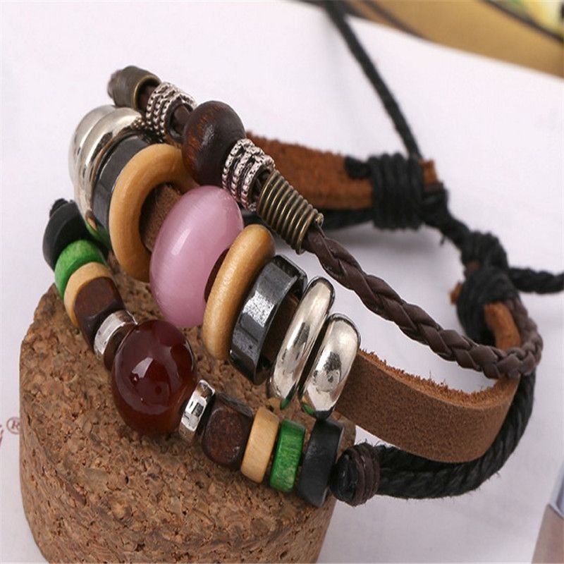 New Bracelets Beaded Leather Bracelets Vintage Bracelets Factory Direct Quality Assurance Cowhide Bracelets