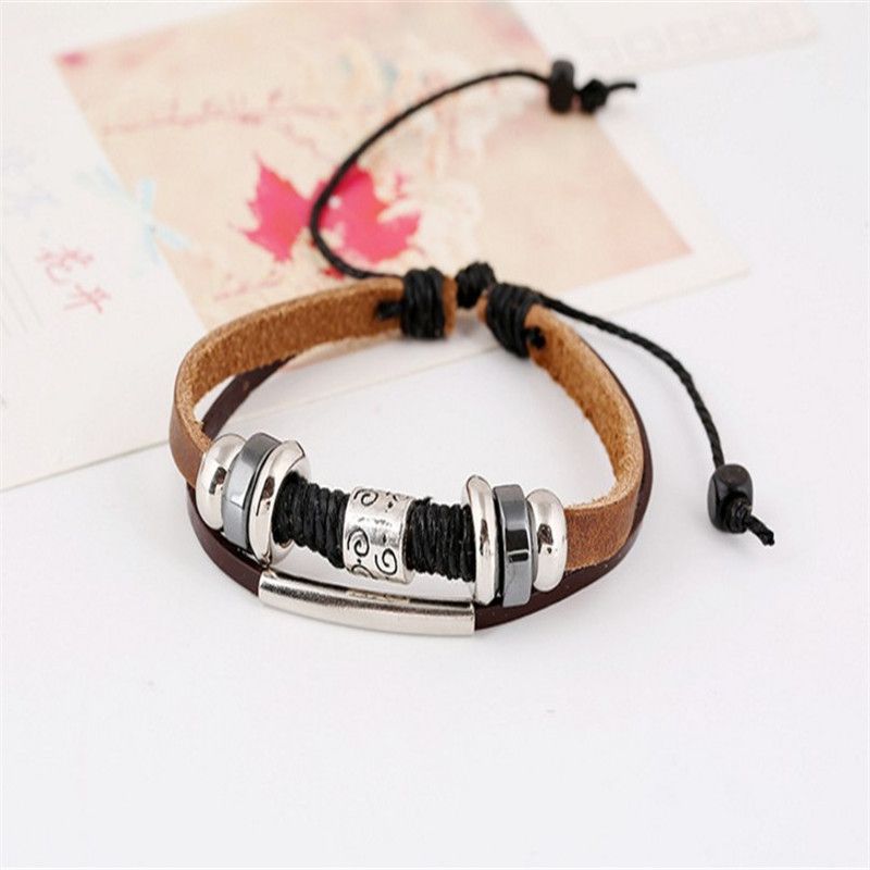 Popular Genuine Leather Bracelets Wholesale Cowhide Bracelets Handmade beaded bracelets