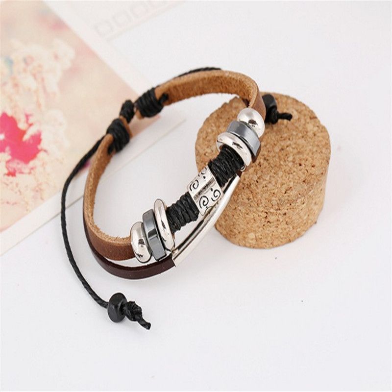 Popular Genuine Leather Bracelets Wholesale Cowhide Bracelets Handmade beaded bracelets