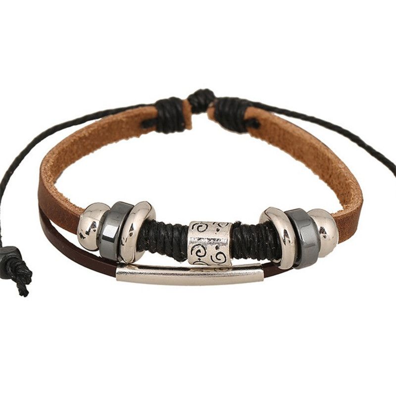 Popular Genuine Leather Bracelets Wholesale Cowhide Bracelets Handmade beaded bracelets