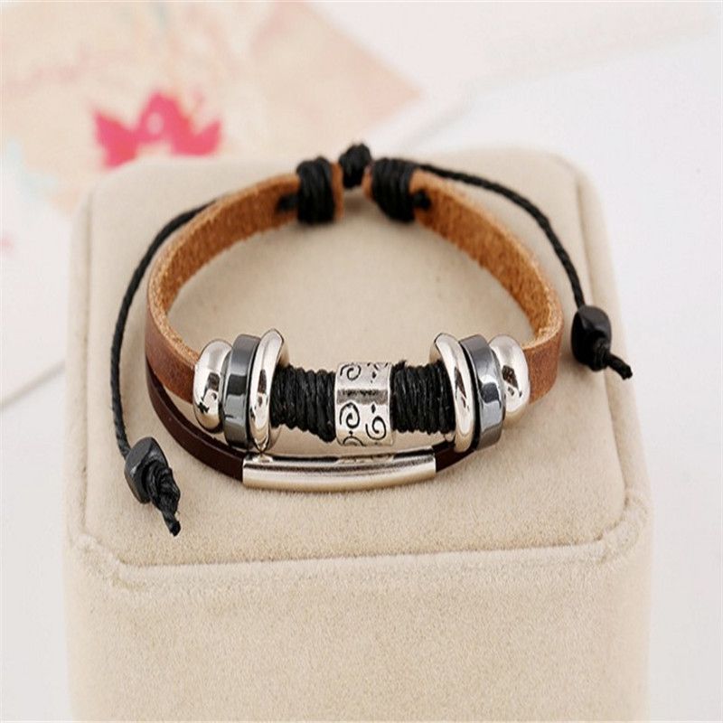 Popular Genuine Leather Bracelets Wholesale Cowhide Bracelets Handmade beaded bracelets