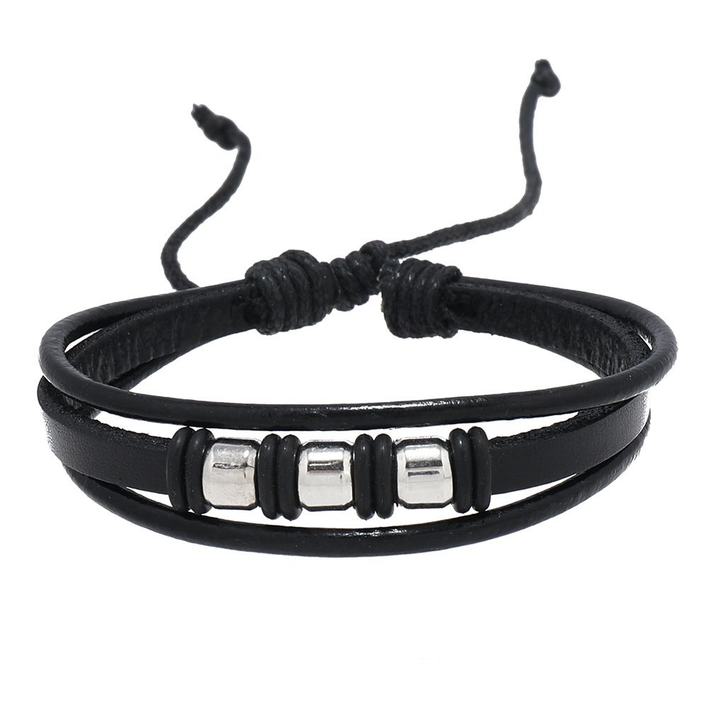 Fashionable vintage beaded bracelet personality men's woven cowhide bracelet bracelet bracelet