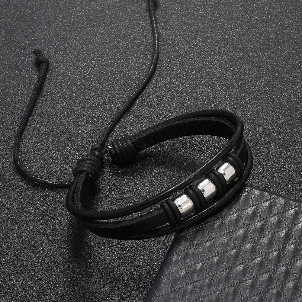 Fashionable vintage beaded bracelet personality men's woven cowhide bracelet bracelet bracelet